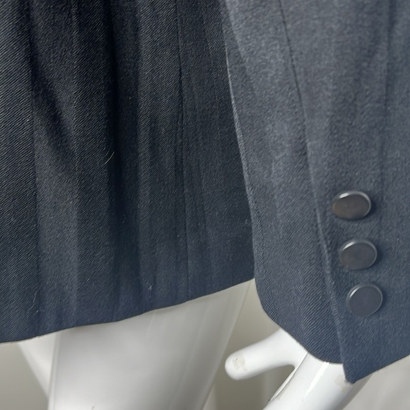 Christian Dior Sz 6-8 Black Wide Pin Stripe Collarless Hidden Button Blazer - Picture 10 of 10